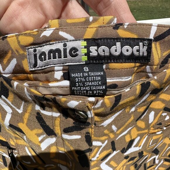 Vintage Jamie Sadock Bermuda Golf Shorts Orange And Black Print Size 8 - Picture 5 of 8